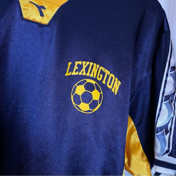 Vintage Diadora Lexington SC USA Yellow Blue 30 Jersey Retro Soccer Football - Picture 2 of 16